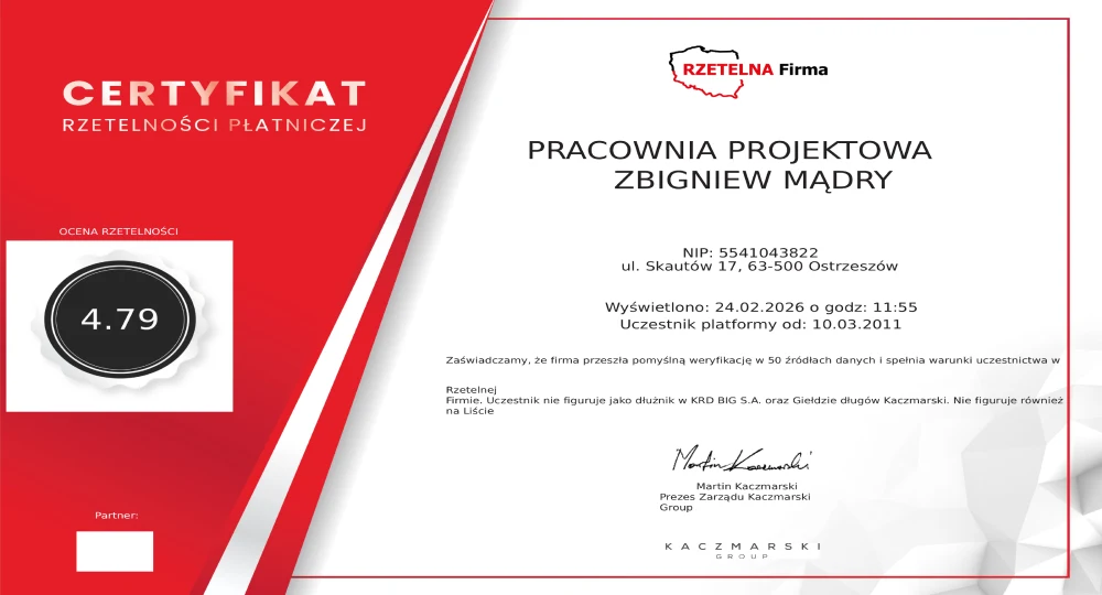 certyfikat rzetelna firma